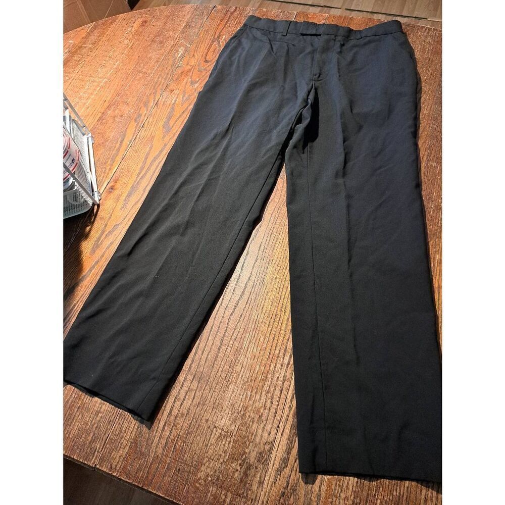 Boss Hugo Boss James Brown Men’s 35x30 Black Dress Pants Wool Blend Flat Front